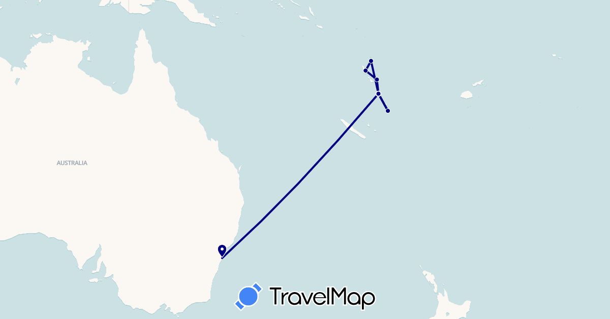 TravelMap itinerary: driving in Australia, Vanuatu (Oceania)